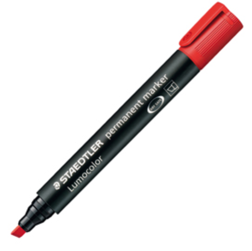 Marcatore Lumocolor Permanent 350 - punta a scalpello - tratto 2 - 5 mm - rosso - Staedtler